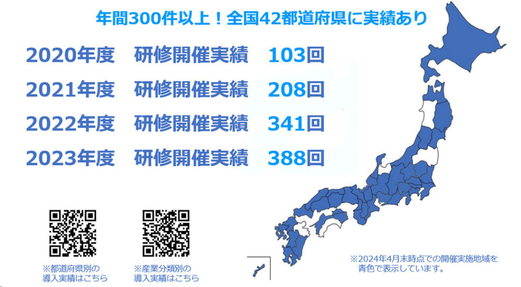 【都道府県別】研修・助成金サポート導入実績