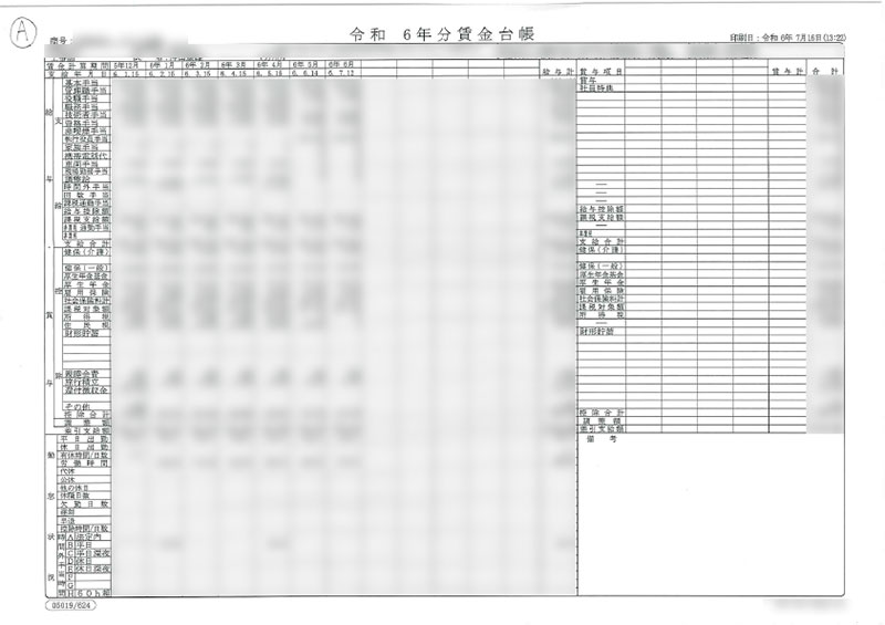 賃金台帳の参考イメージ