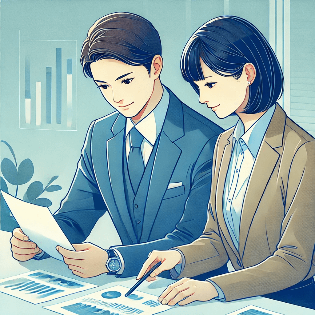 会社の魅力を分析しているイラスト