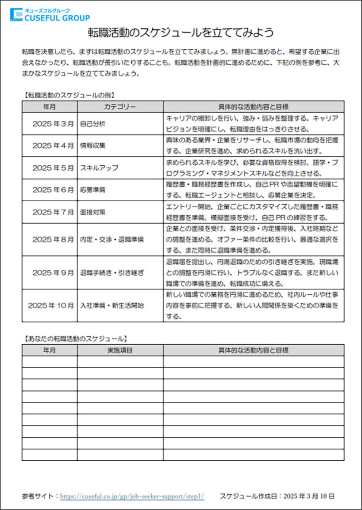 転職に向けて大まかなスケジュールを立てよう